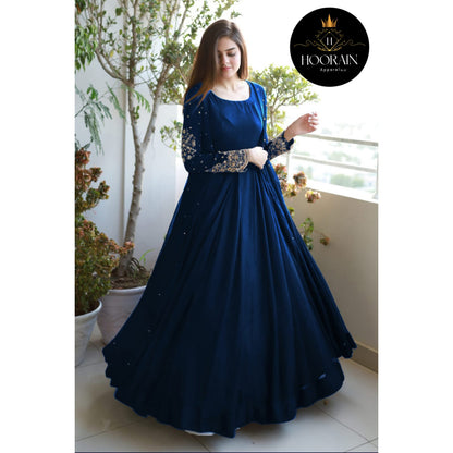 Royal Elegance Pearl-Embellished Gown with Maxi Trouser Set