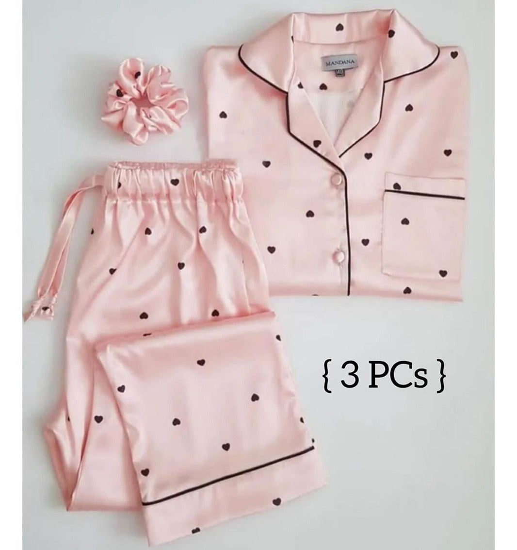 Heart Print Night Suits For Girls